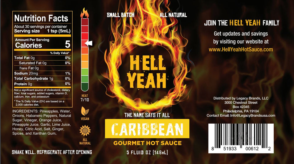 
                  
                    Load image into Gallery viewer, Hell Yeah Caribean Gourmet Hot Sauce - 5 OZ bottle
                  
                