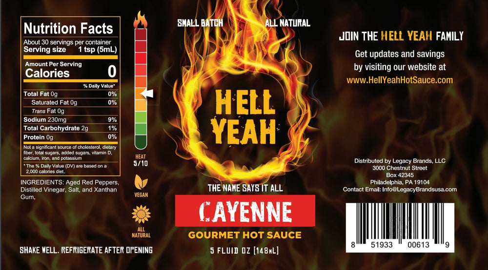 
                  
                    Load image into Gallery viewer, Hell Yeah Cayenne Gourmet Hot Sauce - 5 OZ bottle
                  
                