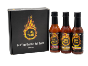 
                  
                    Load image into Gallery viewer, Hell Yeah Gourmet Hot Sauce 3-Pack Gift Box - (3) 5 OZ bottles
                  
                